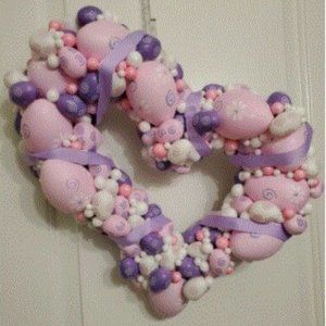 Custom Handcrafted Heart-Shaped Fun Easter Egg Wreath